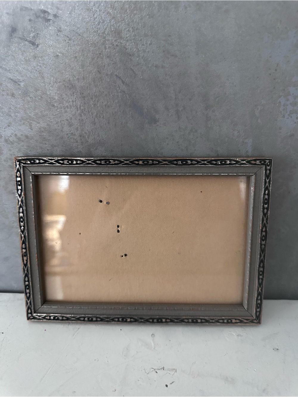 ANTIQUE ART DECO CARVED/ PRESSED WOOD FRAME SILVER FITS 4X6